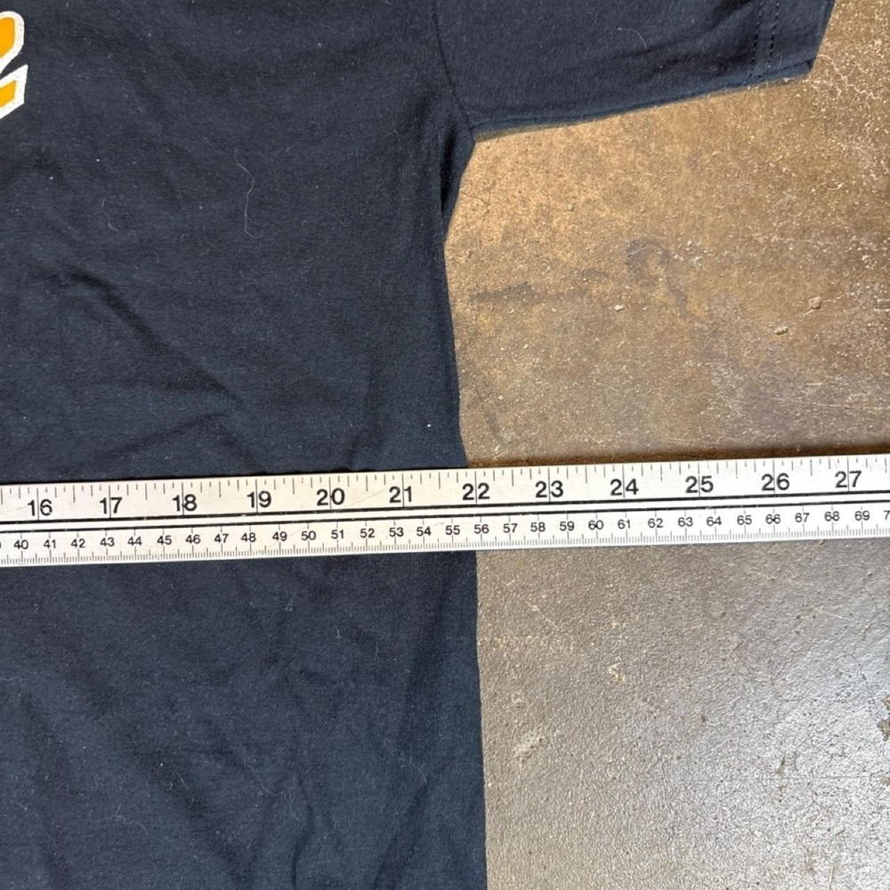 Black vintage 90s russell athletic baseball tee with yellow logo Men's large - Picture 6 of 7